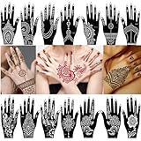 XMASIR 14 Blatt Henna Schablonen Tattoos Hand, Indische Arabische Temporäre Tattoo Schablone Mehndi Tattoo Stencils für Frauen Mädchen (7.8 x 4.2 inch)