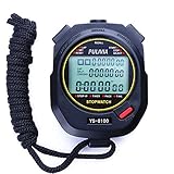 PULIVIA Stopwatch Sports Timer 100 Laps/Splits Digital Stopwatch with Recall Countdown Timer Clock Alarm Calendar, Large Display Stopwatch for Coaches Swimming Running Sport Training