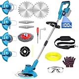 Rasentrimmer Mit Akku Für Makita Rasentrimmer, 4 in 1 Akku Rasentrimmer Mit 4 Arten Klingen, 1300w Leicht Freischneider Akku für Rasen,(Keine Batterie)