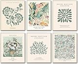 LOZULO Grün Pflanzen Leinwand Bilder Matisse Poster Set, Modern Wandbilder Deko Wohnzimmer Schlafzimmer Wanddeko Pictures Aesthetic Room Decor Posters Bilderset 20x25 cm, ohne Rahmen