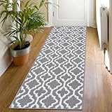 SHACOS Teppich Läufer 60x180cm, Küchenteppich, Läufer, Teppichläufer Flur Vintage, Küchenteppich Waschbar rutschfest, Fußmatte Lang, Flur Teppich - rutschfest - Grau