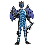 Spooktacular Creations Kinderjungen Schwarz und Blau Drachenkostüm, Drachenflügel und Maske für Halloween-Partys, Cosplay-XL (12-14 Jahre)