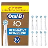 Oral-B iO Ultimative Reinigung – ORIGINAL Aufsteckbürsten für Elektrische Oral-B Zahnbürsten – Bürstenköpfe, Zahnbürstenaufsatz, Ersatzbürsten, Briefkastenfähige Verpackung – Weiß, 8 Stück