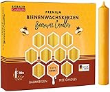 BRUBAKER 20er Pack Baumkerzen 100% Bienenwachs Weihnachtskerzen Pyramidenkerzen Christbaumkerzen Honig-Gelb