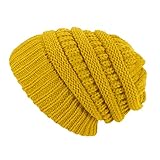 Neugeborenen Mütze Beliebteste benutzerdefinierte Marke Winter warme Wolle Haar gefesselt klobige Strickmütze Frauen Wintermütze Binden Junge (Yellow, One Size)