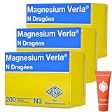 Magnesium Verla N Dragees Organisches Magnesium I Muskelkrämpfe Wadenkrämpfe Magnesiummangel I glutenfrei laktosefrei I Sparset mit give-away von Pharma Perle (3 x 200 St.)