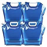 Dalephoric 4 Stück Wasserkanister Faltbar 10L, Trinkwasserkanister, Bpa Frei, Wasserbehälter Tragbar, Faltkanister, Wassersack Camping, Wiederverwendbare, Wasserbeutel für Camping, Wandern, Blau