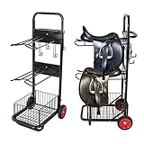 Sattelwagen Ascot Pferde Sattelhalter Sattelcaddy Pferdesattel Halter Wagen für 2 Sättel und Zubehör Klappbar