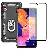 Yiakeng Hülle für Samsung Galaxy A10 Handyhülle, Samsung A10 Hülle, mit Schutzfolie, Stoßfest Schutzhülle Mit Ring Standfunktion Case Cover für Samsung Galaxy A10 (Schwarz)