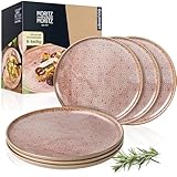 Moritz & Moritz TERRA 6-tlg Dinner Teller Set - Ø 27 cm - Mediterrane Teller in zartem Terracotta aus hochwertigem Porzellan - Moderne Speiseteller für den Alltag und besondere Anlässe