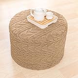 Boucle Pouf Ottomane und Fußstütze 50,8 x 50,8 x 35,6 cm Bodenpouf Boho Pouf Fußhocker Home Decor für Couch Sofa Sitzsack Stühle Hellkaffee