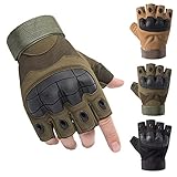 Swygoo Taktische Halbfinger Handschuhe, Paintball-Airsoft-Fingerlos Handschuhe, Airsoft Militär Handschuhe für Motorrad Jagd Radfahren Schießen Wandern Camping Armee Trainingshandschuhe MTB (L, Grün)