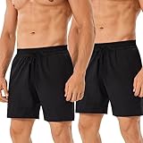 Hoplynn 2er Pack Sporthose Herren Kurz mit Reißverschlusstasch Sport Short Laufhose Schnell Trocknend Schwarz M