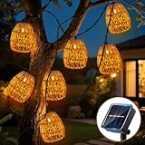 10 Stück LED Solar Lichterkette Aussen 3.6m, Lichterkette Außen Solar Wetterfest IP65 Wasserdicht, Papierseil Solar Lichterkette Outdoor, Solar Lampions Außen Solarleuchten Für Außen Garten Balkon (A)