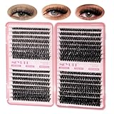 Moyutt 630 Pcs Einzelne Wimpern 50D+60D+80D+100D Cluster Lashes DIY Eye Lashes Fluffy Russian Eyelashes Extensions Curly Durable Wimpernbüschel für Anfänger