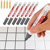 Fugenstift Grau, 6 Stück Fugenstift Fugenmörtel mit Ersatzspitze, Wasserfest Fugenstift Anthrazit Lackstift Stift Fugen Reparatur Marker für Fliesen Wand Boden Von Fliese Badezimmer Und Küche
