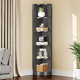 YITAHOME Bücherregal, Eckregal mit 6 Ebenen, freistehende Aufbewahrungsregale, Bücherregal aus Holz, 30X30X180CM für Küche, Schlafzimmer, Wohnzimmer, Büro
