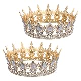 HAMPPLIES 2 Stück Rhinestone Braut Tiara Funkelnde Hochzeit Krone für Damen Elegantes Braut Kopfschmuck Accessoire Vielseitig für Hochzeit Party Fotoshooting Goldfarbene Haarschmuck Schmuck