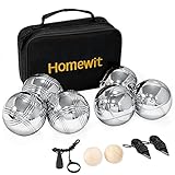 6 Boule Set Boule Kugeln mit 2 Holzkugeln, 2 Abstandsmesser, 1 Boules-Kugel Magnetvorrichtung & Luxuriöser Tragetasche, Boule Kugeln mit 2 verschiedene Linien,Boccia Set für Outdoor Spaß,Sport Spiel