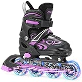 Inline Skates Kinder Verstellbar für Mädchen Jungen, Rollschuhe inliner Skates mit Leuchtenden Radern bis zu 4 Größen verstellbar Rollerskates (M (EU 32-36))