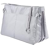 SHINGONE Nylon Bag in Bag Handtaschen Organizer, Reise Kosmetik Tasche Taschenorganizer Mit Reißverschluss, Innentaschen für Handtaschen Grau- Mittel