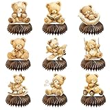 9 Stück Gender Reveal Party Deko Babyparty Bienenwabe Mittelstück Tischdekoration Baby Shower Geschlecht Enthüllung Bär Deko Tischaufsätze Partyzubehör Geschenk Taufe Kuchen Topper Cupcake Dekoration