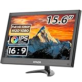 HTNZIR 15,6 Zoll tragbarer Monitor Kleiner PC Monitor 1920 x 1080P 99% sRGB mit HDMI/VGA/BNC/AV/USB/AV, integrierten Lautsprechern, VESA-Halterung, LED-Monitor für PC, Laptop und Computer