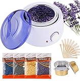 Wachswärmer Wax Warmer Heater Wachserhitzer Hair Removal Waxing Wachsgerät Heisswachs Haarentfernung mit 4 Wachsbohnen, 20 Holzspateln, 5 foil bowls- Augenbraue Gesicht Achsel Bikini Bein zu Hause