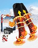 2025 Upgraded Beheizbare Socken, Wiederaufladbare Heizsocken mit 5000mAh 5V Akku, 3 Wärmeeinstellungen & 360° Heizung Beheizte Socken, Waschbare Beheizbare Socken Damen Herren für Ski Jagen Wandern