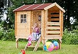 Timbela Kinderspielhaus aus Holz - Spielhaus im Freien für Kinder - B146xL181xH205 cm/1,1m2 Gartenspielhaus - Garten-Sommerhaus für Kinder M501B