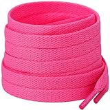 Stepace 2 Paar Flache Schnürsenkel, 8 mm Breite Premium Ersatz Schuhbänder für Turnschuhe, Sport, Freizeitschuhe Hot Pink 60cm