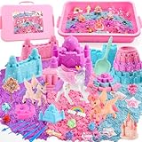 Geebiiny Magic Play Sand Set, Einhorn Geschenke & Spielzeug für Mädchen 3-10 Jahre alt - 3 Farben 900g Einhorn Spielsand - All in One Sand Spielset No Mess - Geschenke für Mädchen