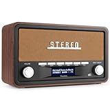 Audizio Foggia, Retro Radio, DAB Plus Radio, Bluetooth, Batterie- Netzbetrieb, Radiowecker, FM, 20 Speicherplätze, AUX, Alarm Küchenradio Vintage, Kupfer Orange