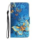 MUTOUREN Handyhülle Kompatibel mit Motorola Moto G15 / G05 / E15 Hülle PU Leder Kratzfeste Schutzhülle mit [Kartenfächern] Flip Wallet Case Cover Klapphüllen Brieftasche - Schmetterling