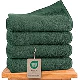 Hausfelder Handtücher 50x100 cm – Premium 500g/m² Handtuch 4er Set - 100% Baumwolle, Ökotex Zertifiziert (50x100cm Dunkelgrün)