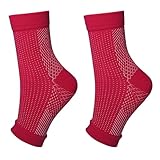 Ayztantine Fußgelenkbandage Sport 1 Paar Plantarfasziitis-Socken for Damen und Herren, Kompressions-Fußmanschette mit Fußgewölbe- und Knöchelunterstützung, Fersenschmerzlinderung(1Pair-Red2,L/XL)