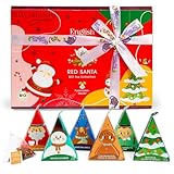 ETS - Teegeschenk mit Schleife Red Santa Christmas | BIO Wintertee Set | Geschenk Weihnachten Wichtelgeschenk Weihnachtsdeko | 12 Pyramidenbeutel