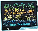 LCD Schreibtafel Kinder 16 Zoll Wiederaufladbar, Maltafel Zaubertafel Bunter Bildschirm Kleinkinder Pädagogisches Spielzeug für 3 4 5 6 Jahre Jungen Mädchen Zeichentablet Weihnachtsspielzeug Geschenke