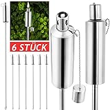 Gardebruk Gartenfackeln für Draußen Öl 6er Set 330ml Edelstahl Metall Wetterfest 115cm Groß Outdoor Ölfackeln Docht Nachfüllbar Feuer Fackeln Boden