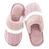GOEWY Hausschuhe Damen Herren Winter Plüsch Wärme Pantoffeln Weiche Flache Memory Foam Home Rutschfeste Slippers(Rosa,38/39EU)
