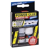 HG POWER GLUE Schweissgel Deluxe, 2k Sekundenkleber extra stark, Industriekleber für Kunststoff, Gummi, Stein, Keramik, Glas, Holz, Metall, uvm schnell trocknend, verrinnt nicht, 10 g mit Booster 5 ml