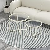 ksxnkhk Runder Beistelltisch 2er-Set, Beistelltische aus gehärtetem Glas, Moderne klappbare Akzenttische für Wohnzimmer und Schlafzimmer, kleine Couchtische für kleine Räume