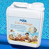 3-in-1 Flüssigkeit, Poolreinigung Wasserpflege - Ideale 2 L - gegen Algen und Ablagerungen im Pool – Perfekte Desinfektion und Säuberung von Planschbecken Schwimmbad– für klares Wasser