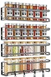 TRAYINDALY Gewürzregal Wand, 4er Metall Gewürz Organizer, Selbstklebend Spice Rack, Gewürzregal Ohne Bohren, Gewürzständer Schwarz, Gewürzregal Hängend für Küchenablage Schranktür