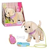 BABY born My Lucky Dog mit 5 verschiedenen Funktionen, für Kinder ab 3 Jahren, funktioniert mit Batterien, inkl. Halsband, Leine, Flasche und Knochen, 835197 Zapf Creation