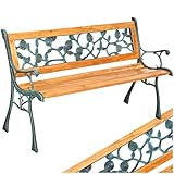 tectake® 2-Sitzer Gartenbank wetterfest, Gartenbank Holz im Landhausstil für Wintergarten Möbel, als romantische Balkonbank, Holzbank Garten, Gartenmöbel Bänke 124 x 52 x 74 cm