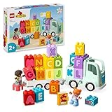 LEGO DUPLO Town ABC-Lastwagen, Lernspielzeug für Kleinkinder ab 2 Jahren, ABC-LKW-Spielzeug mit Anhänger und Buchstaben-Steinen, plus Figuren eines Jungen und eines Mädchens, Geschenk für Kinder 10421