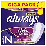 Always Expert Daily Extra Protection Normal Slipeinlagen 64 Stück, Geruchsneutralisierend, Auch Bei Ersten Anzeichen Von Blasenschwäche