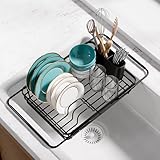 Sakugi Abtropfgestell in der Spüle, erweiterbares Abtropfgestell für Spüle, Spüle und Arbeitsplatte, rostfreies Küchen-Abtropfgestell mit abnehmbarem Besteckhalter, 38,6 cm T x 25,4 cm B x 10,7 cm H,