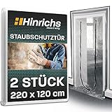 Hinrichs 2x Staubschutztür mit Reißverschluss - 220x120 cm Staubschutztüre - Zip Door - Tür Staubschutz Türen - Bautür Türabdeckungen - Transparent - Staubtüren mit Reißverschluss
